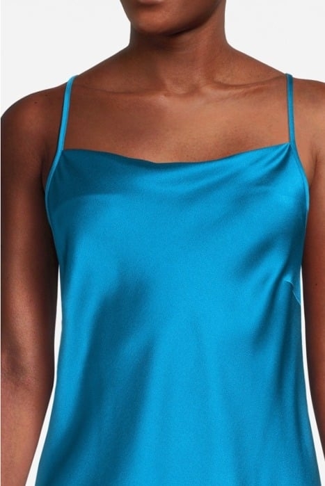 SATIN SLIPDRESS WITH BIAS CUT DEEP TURQUOISE 4