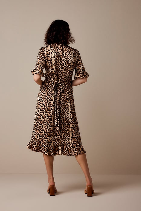 WRAP DRESS PRINTED POLYESTER BROWNS 2