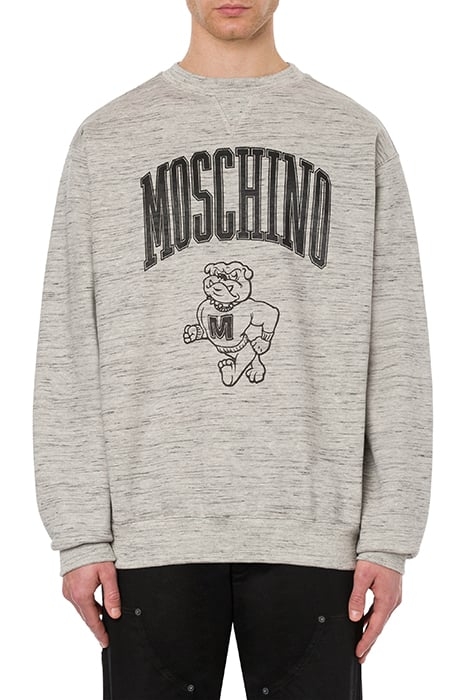MOSCHINO VARSITY COTTON SWEATSHIRT GREY 1