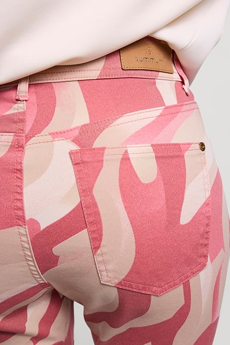 FLARED PANTS FANCY PRINTED TWILL BRIGHT CORAL 7