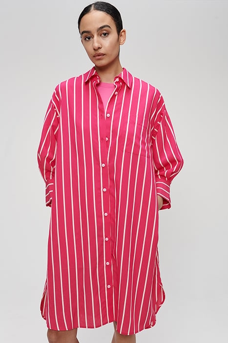 STRIPED SHIRT DRESS MID CARMINE ROSE 1