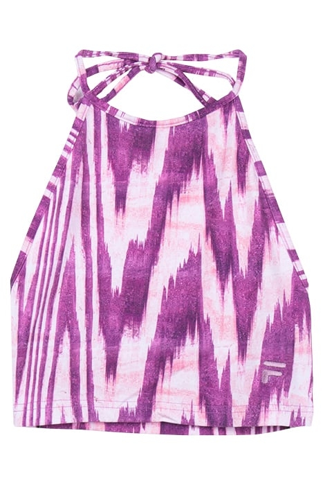 CALTAGIRONE CROPPED TOP PURPLE ABSTRACT ETNO AOP 1