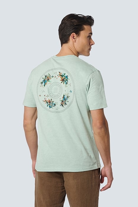 T-SHIRT CREWNECK MELANGE GARMENT DYED PLACED PRINT MINT 2
