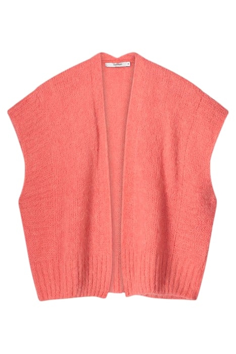 SLEEVELESS CARDIGAN MOHAIR BLEND KNIT BRIGHT CORAL 3