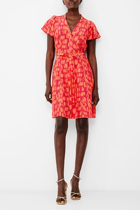 ISLANNA CREPE SS V NK DRESS CORAL/AZALEA 2