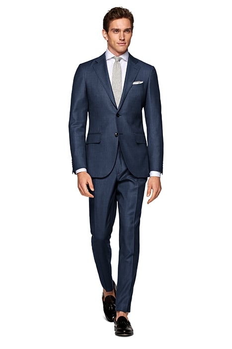 MID BLUE BIRD'S EYE TAILORED FIT LAZIO SUIT MID BLUE 1