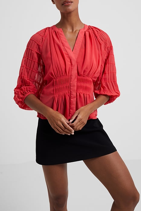 CORA PLEATED SMOCK TOP RED 1