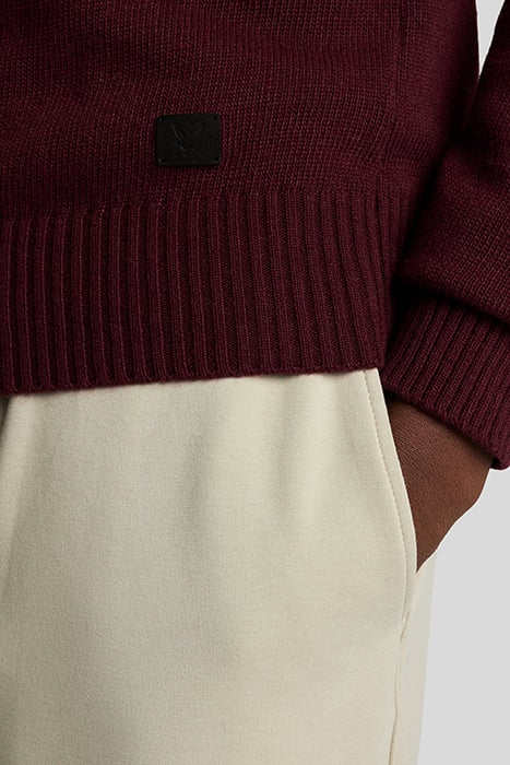 SADDLE SLEEVE CREW NECK JUMPER BURGUNDY HEATHER 7