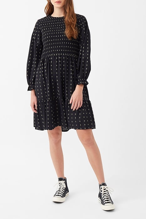 ELLA EMBR LS RND NK DRESS BLACK 1