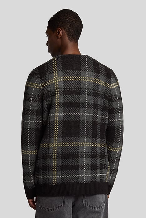 BRUSHED TARTAN CARDIGAN JET BLACK 2