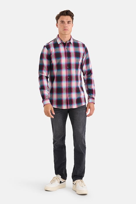 MA-SBFLUOR CHECK SHIRT DARKPURPLE 2