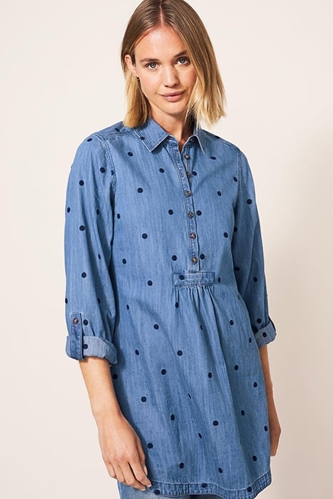 EVA EMBROIDERED DENIM TUNIC MID DENIM 1