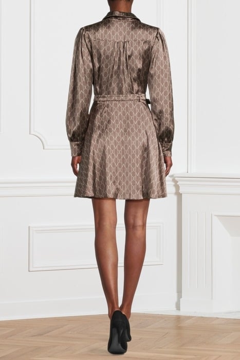 MELISSA PRINTED SHIRT MONOGRAM CHOCOLATE DRESS 2