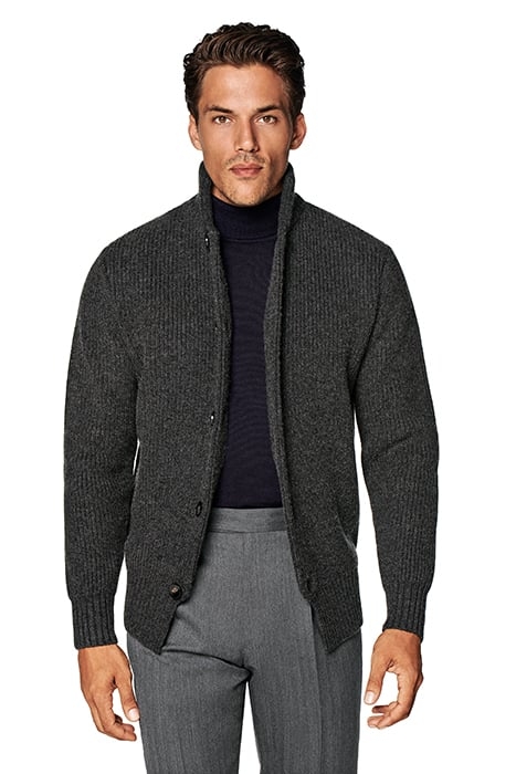 DARK GREY MERINO CARDIGAN DARK GREY 1