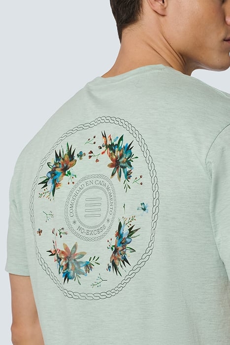 T-SHIRT CREWNECK MELANGE GARMENT DYED PLACED PRINT MINT 6