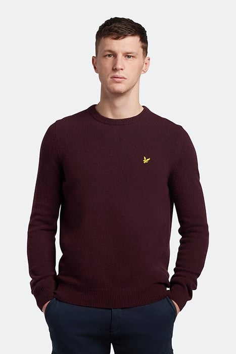 CREW NECK LAMBSWOOL BLEND JUMPER BURGUNDY MARL 1