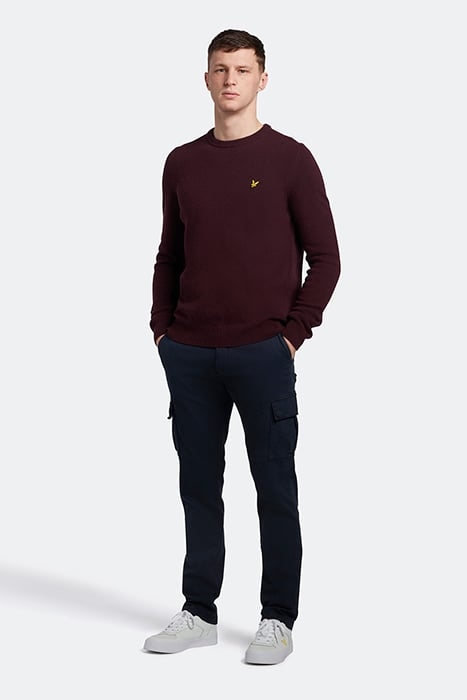 CREW NECK LAMBSWOOL BLEND JUMPER BURGUNDY MARL 3
