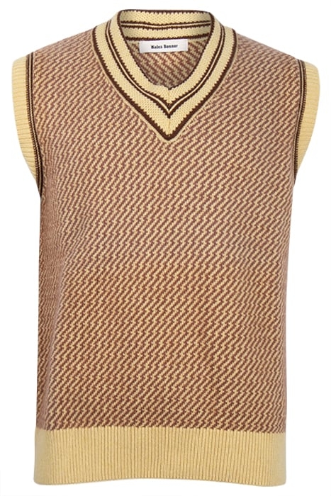 WALES BONNER – CLARINET VEST PALE YELLOW/BROWN 1