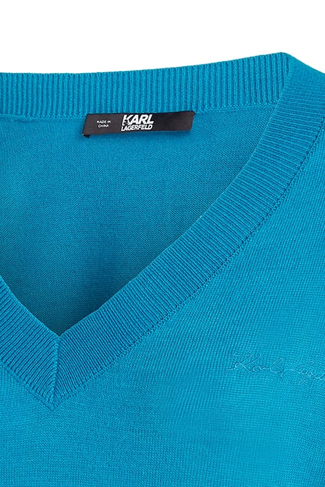 LIGHT WEIGHT KNIT V NECK ESCALE BLUE 3