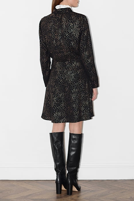 SPECKLE FOIL LS BUTTON DN DRS BLACK 3