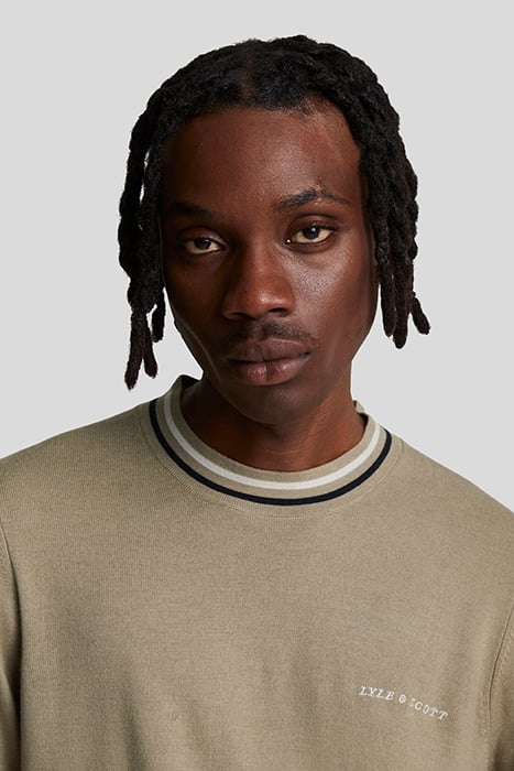 EMBROIDERED TIPPED CREW NECK JUMPER SAGE UNIFORM 5