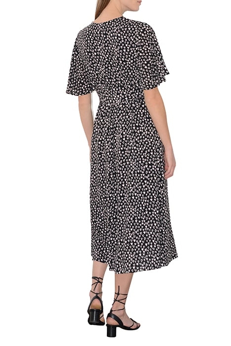 HEART PRINT SS V NK MIDI DRS BLACK 2