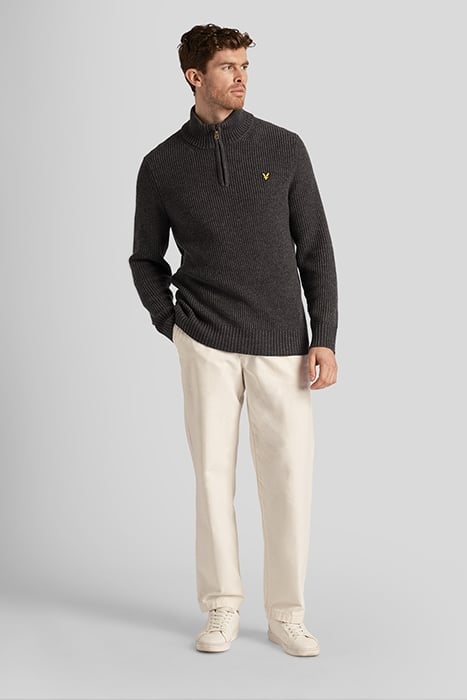 RIBBED QUARTER ZIP JUMPER CHARCOAL MARL 3