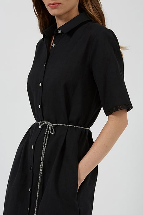 SPRING LINEN MIX DRWSTRNG DRSS BLACK 4