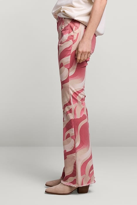 FLARED PANTS FANCY PRINTED TWILL BRIGHT CORAL 4
