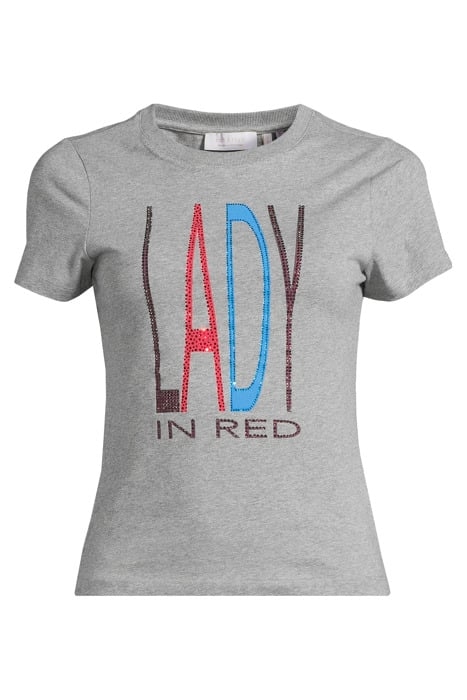 SLIM FIT T-SHIRT WITH PRINT "LADY" ORGANIC PEBBLE GREY 3