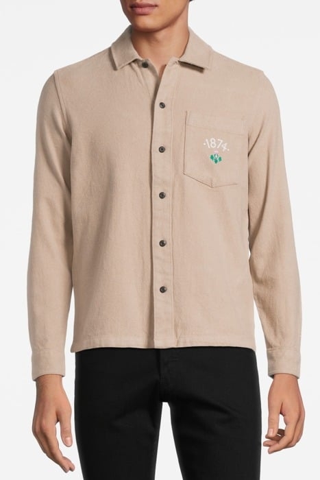 1874 BRUSHED COTTON OVERSHIRT COBBLESTONE 1