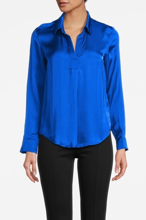 BLUE UNI SATIN BLOUSE LONG SLEEVES BLUE 1