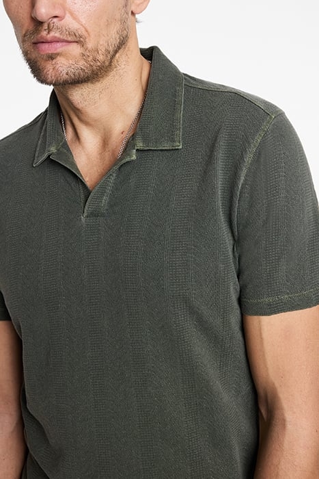 ZION SS JACQUARD GARMENT DYE POLO TARP GREEN 3