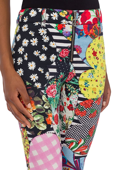 PATCHWORK PRINT FLARE TROUSERS MULTICOLOR 4