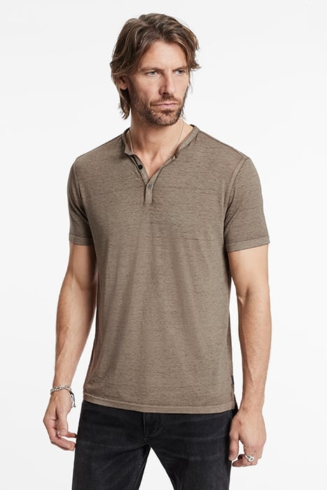 DUKE SHORT SLEEVE HENLEY IN BURNOUT SPRUCE 1
