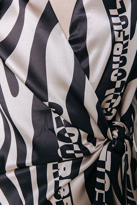 LEA ZEBRA WRAP MIDI DRESS SAND 8