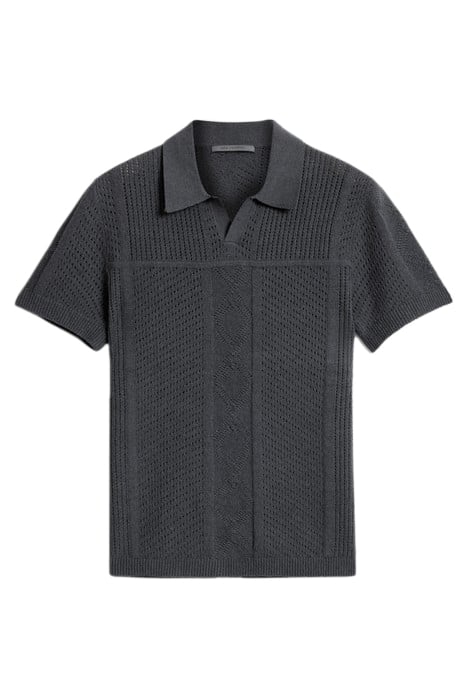 THEO SS POINTELLE SWEATER POLO IRON GREY 2