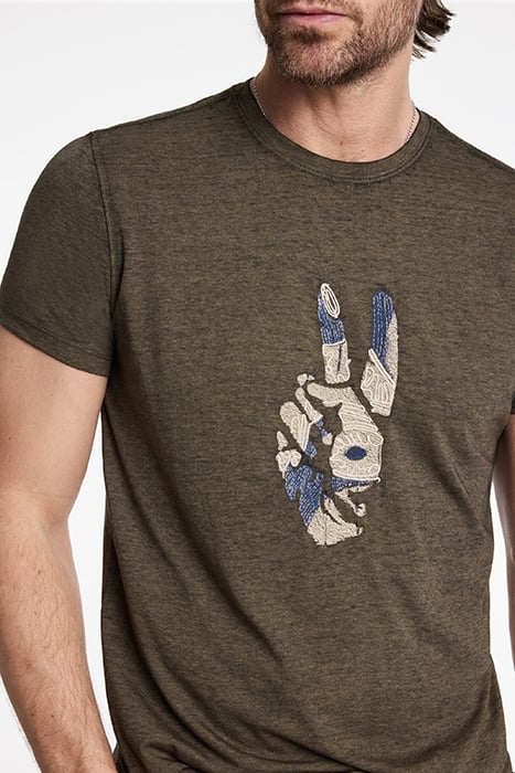 SS CREW TEE - PEACE EMBROIDERY OLIVE 3