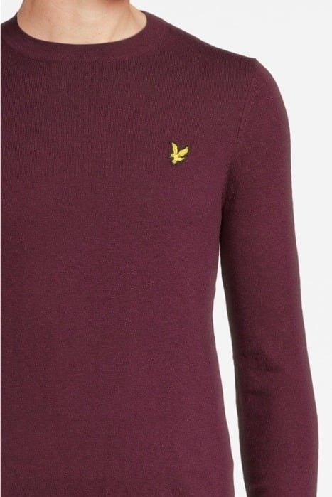 COTTON MERINO CREW NECK JUMPER BURGUNDY 4