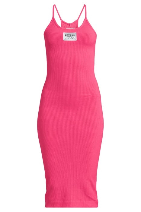 LOGO PATCH RIBBED COTTON DRESS PINK 3