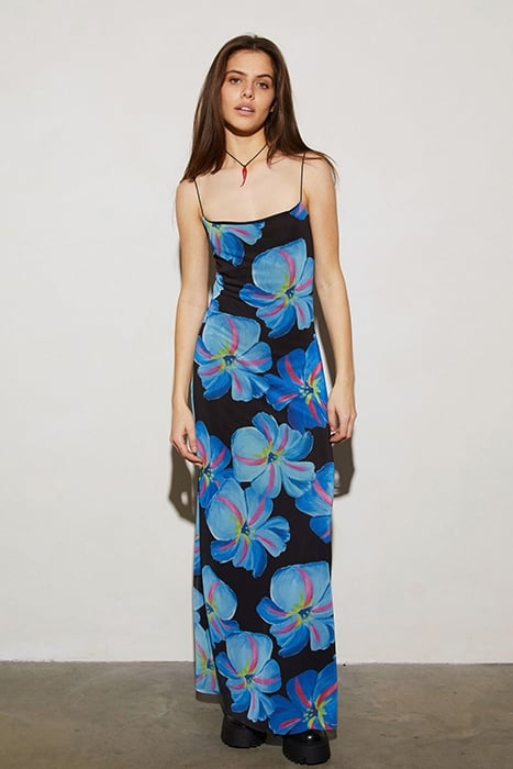 SOPHIA SPAGHETTI MESH DRESS BLUE 1