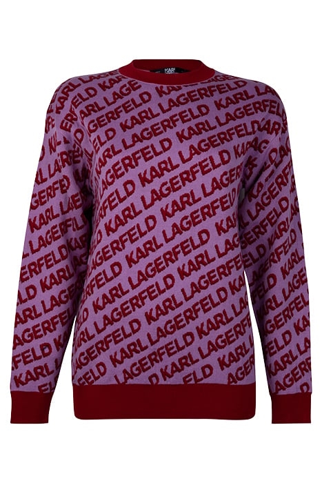 ALLOVER LOGO JACQUARD SWEATER FUCHSIA/RED 1