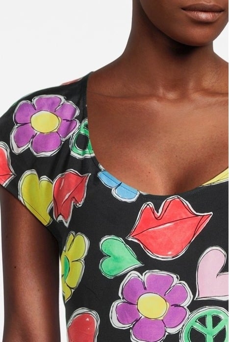 OPEN-BACK GRAPHIC-PRINT DRESS BLACK 4