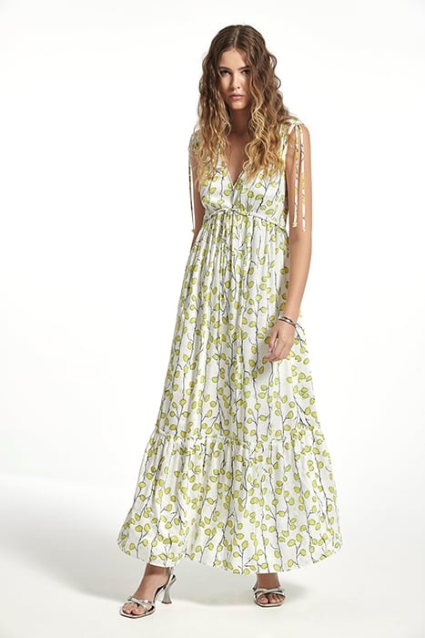 PRINT VISCOSE OLALI DRESS YELLOW LIME 1