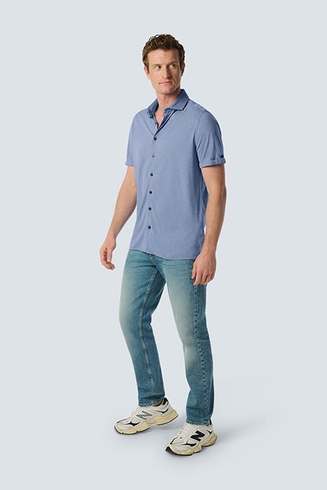 SHIRT SHORT SLEEVE JERSEY STRETCH MELANGE COBALT 3
