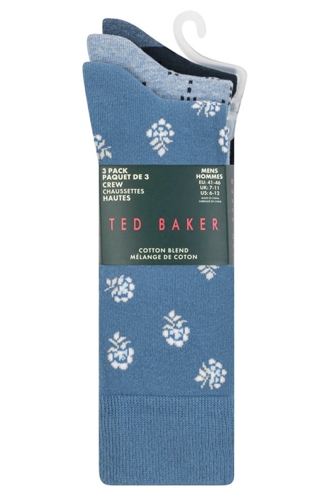 3PK MENS NON TERRY CREW BLUE 6