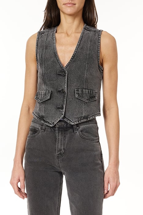 CROP DENIM VEST DARK SLATE 1
