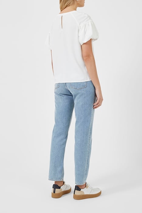 FRENCH CONNECTION CREPE LIGHT PUFF SLEEVE TOP SHIRT SUMMER W 3