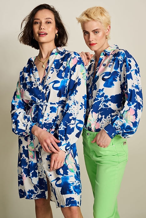 BLOUSE - VIOLET CRANE BIRDS BLUE 5