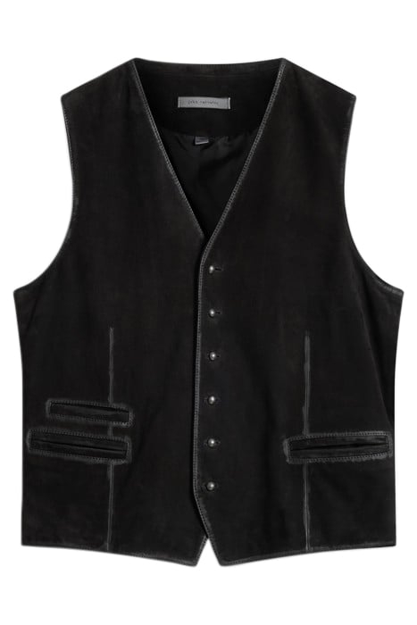 METAL BUTTON SUEDE VEST BLACK 2